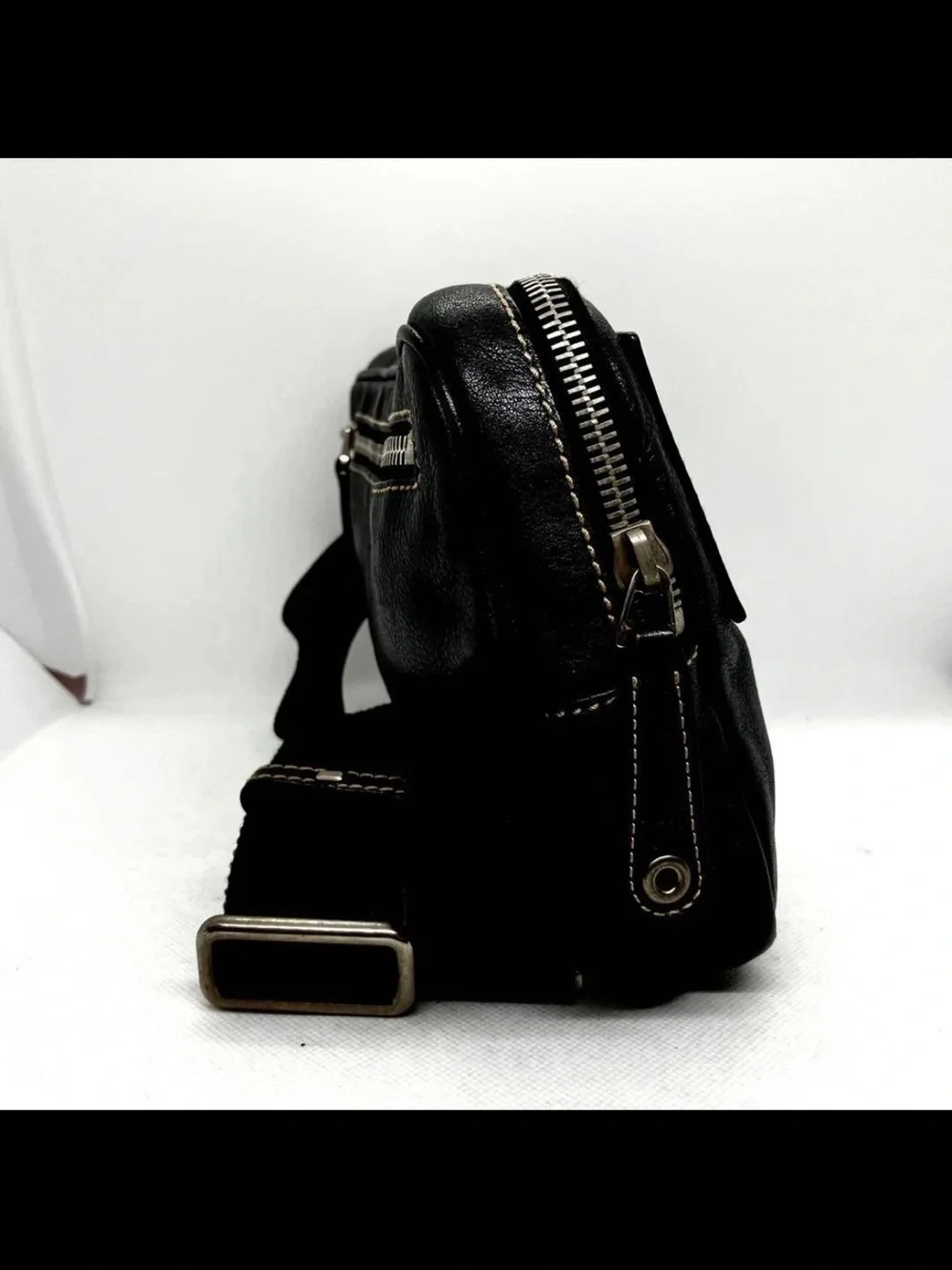 Gucci Black Leather Dual Pouch Belt Bag